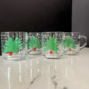 SET of 4 Christmas Tree Mugs - Luminarc for Dayton Hudson